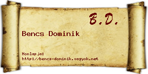 Bencs Dominik névjegykártya